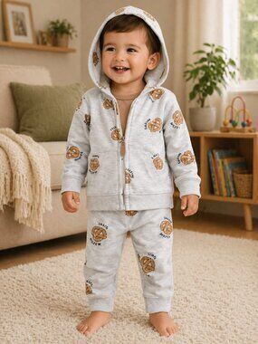 NWT Carter’s Baby Boy Pretzel 3-Piece Outfit Set Grey Brown 24 Months